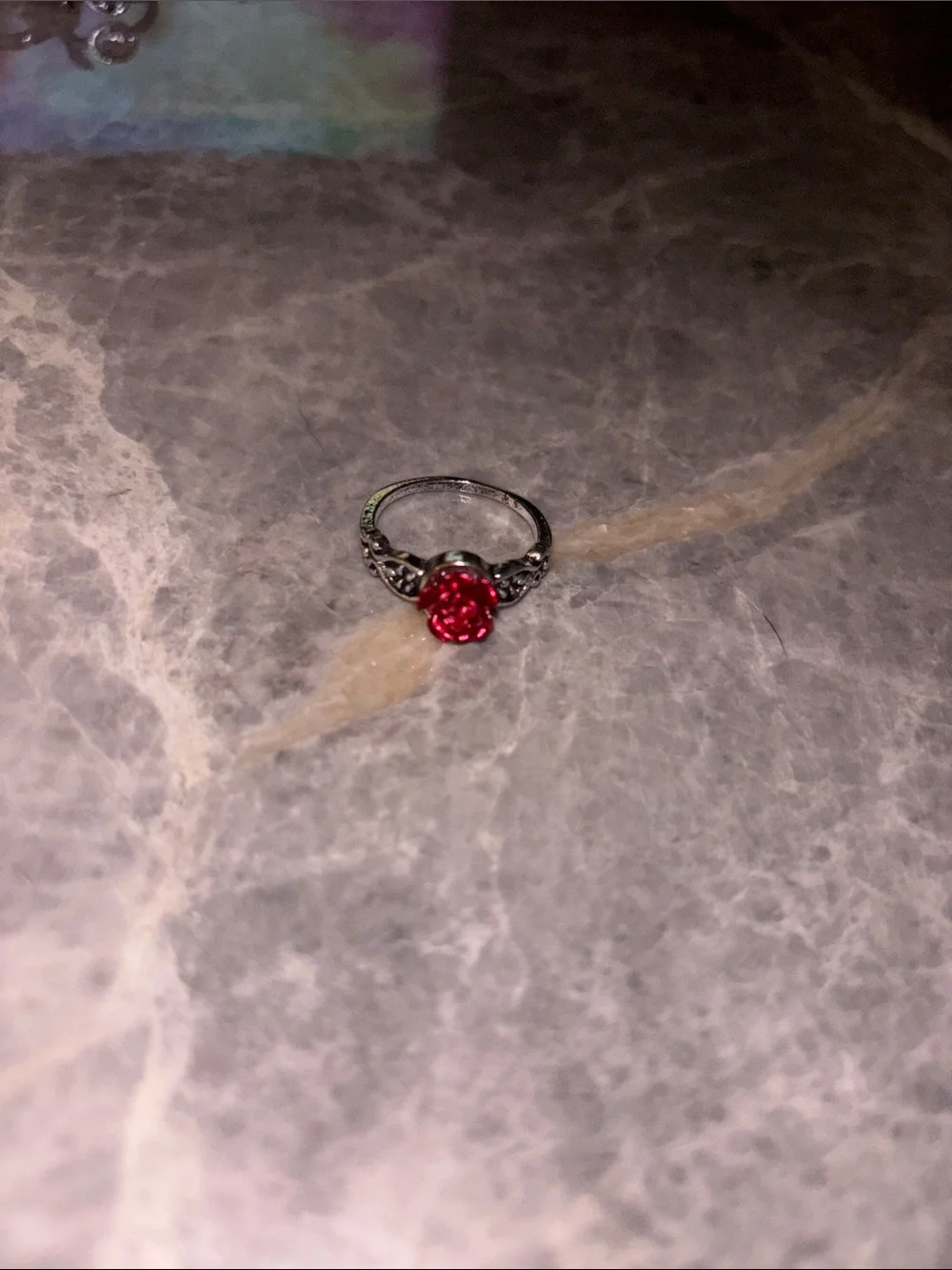 Silver Ring with Pink Gemstone - Elegant Women's Jewelry